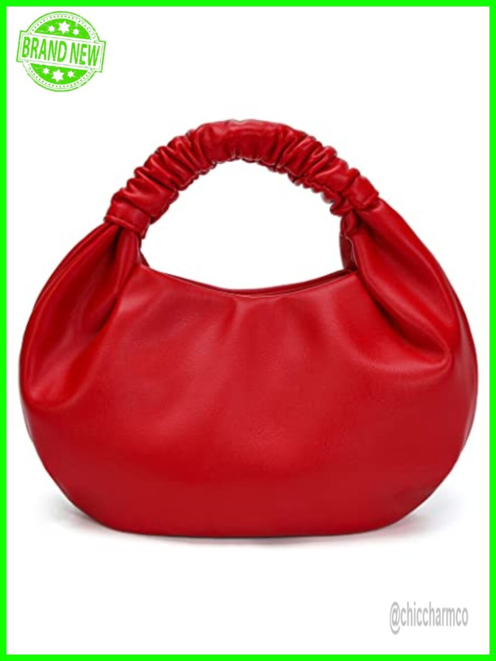 Faux Leather Ruched Top Handle Hobo Bag Small Purse